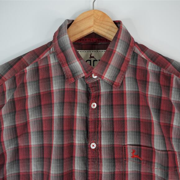 Parx Shirt Mens 42 CM Slim Buffalo Plaid Long Sleeve Button Up Red - Picture 3 of 11